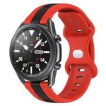 For Samsung Galaxy Watch3 45mm 22mm Butterfly Buckle Two-Color Silicone Watch Band(Red+Black)