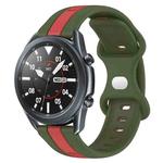 For Samsung Galaxy Watch3 45mm 22mm Butterfly Buckle Two-Color Silicone Watch Band(Red+Army Green)