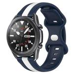 For Samsung Galaxy Watch3 45mm 22mm Butterfly Buckle Two-Color Silicone Watch Band(White+Blue)