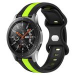 For Samsung Galaxy Watch 46mm 22mm Butterfly Buckle Two-Color Silicone Watch Band(Black+Green)
