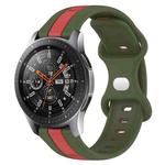 For Samsung Galaxy Watch 46mm 22mm Butterfly Buckle Two-Color Silicone Watch Band(Red+Army Green)