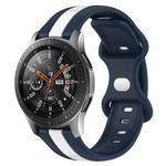 For Samsung Galaxy Watch 46mm 22mm Butterfly Buckle Two-Color Silicone Watch Band(White+Blue)