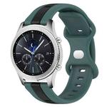For Samsung Gear S3 Classic 22mm Butterfly Buckle Two-Color Silicone Watch Band(Green+Black)