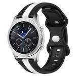 For Samsung Gear S3 Classic 22mm Butterfly Buckle Two-Color Silicone Watch Band(Black+White)