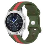 For Samsung Gear S3 Classic 22mm Butterfly Buckle Two-Color Silicone Watch Band(Red+Army Green)