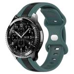 For Samsung Gear S3 Frontier 22mm Butterfly Buckle Two-Color Silicone Watch Band(Green+Black)