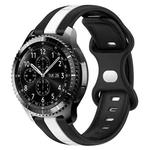 For Samsung Gear S3 Frontier 22mm Butterfly Buckle Two-Color Silicone Watch Band(Black+White)