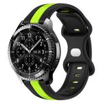For Samsung Gear S3 Frontier 22mm Butterfly Buckle Two-Color Silicone Watch Band(Black+Green)