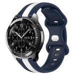 For Samsung Gear S3 Frontier 22mm Butterfly Buckle Two-Color Silicone Watch Band(White+Blue)