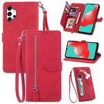 For  Samsung Galaxy A32 5G Embossed Flower Shockproof Leather Phone Case(Red)