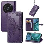 For Honor Magic 4 Pro Mandala Flower Embossed Leather Phone Case(Purple)