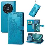 For Honor Magic 4 Pro Mandala Flower Embossed Leather Phone Case(Blue)