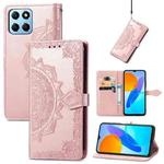 For Honor X8 5G Mandala Flower Embossed Leather Phone Case(Rose Gold)