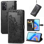 For OPPO A76 4G Mandala Flower Embossed Leather Phone Case(Black)