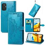 For Xiaomi Poco M5 Mandala Flower Embossed Leather Phone Case(Blue)