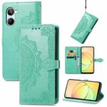 For Realme 10 4G Mandala Flower Embossed Leather Phone Case(Green)