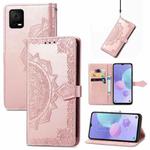 For TCL 405 Mandala Flower Embossed Leather Phone Case(Rose Gold)