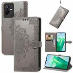 For vivo T2X 5G Mandala Flower Embossed Leather Phone Case(Gray)