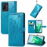 For vivo T2X 5G Mandala Flower Embossed Leather Phone Case(Blue)