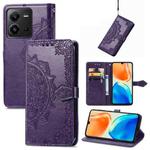 For vivo X80 Lite Mandala Flower Embossed Leather Phone Case(Purple)