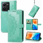 For vivo X80 Lite Mandala Flower Embossed Leather Phone Case(Green)
