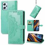 For Xiaomi Poco X4 GT Mandala Flower Embossed Leather Phone Case(Green)