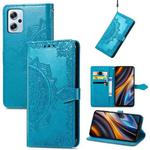 For Xiaomi Poco X4 GT Mandala Flower Embossed Leather Phone Case(Blue)