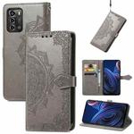 For ZTE Blade A72 4G Mandala Flower Embossed Leather Phone Case(Gray)