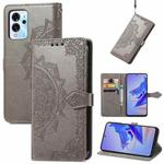 For ZTE Blade V40 Pro Mandala Flower Embossed Leather Phone Case(Gray)