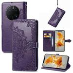 For Huawei Mate 50 Pro Mandala Flower Embossed Leather Phone Case(Purple)