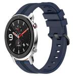 For Amazfit GTR 4 22mm Concave Striped Slicone Watch Band(Navy Blue)