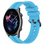 For Amazfit GTR 3 22mm Concave Striped Slicone Watch Band(Skyblue)