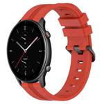 For Amazfit GTR 2e 22mm Concave Striped Slicone Watch Band(Red)