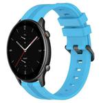 For Amazfit GTR 2e 22mm Concave Striped Slicone Watch Band(Skyblue)