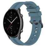 For Amazfit GTR 2e 22mm Concave Striped Slicone Watch Band(Rock Cyan)