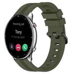 For Amazfit GTR 2 22mm Concave Striped Slicone Watch Band(Armygreen)