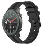 For Amazfit GTR 47mm 22mm Concave Striped Slicone Watch Band(Black)