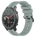 For Amazfit GTR 47mm 22mm Concave Striped Slicone Watch Band(Grayish Green)
