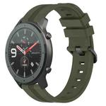 For Amazfit GTR 47mm 22mm Concave Striped Slicone Watch Band(Armygreen)