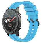 For Amazfit GTR 47mm 22mm Concave Striped Slicone Watch Band(Skyblue)