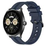 For Huawei Watch Buds 22mm Concave Striped Slicone Watch Band(Navy Blue)