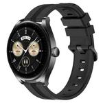 For Huawei Watch Buds 22mm Concave Striped Slicone Watch Band(Black)