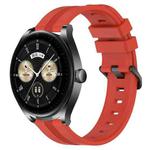 For Huawei Watch Buds 22mm Concave Striped Slicone Watch Band(Red)