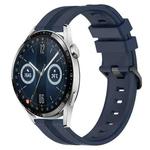 For Huawei Watch GT3 46mm 22mm Concave Striped Slicone Watch Band(Navy Blue)