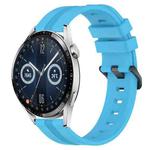 For Huawei Watch GT3 46mm 22mm Concave Striped Slicone Watch Band(Sky Blue)