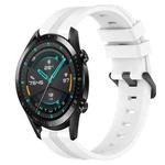 For Huawei Watch GT2 42mm 20mm Concave Striped Slicone Watch Band(White)