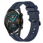 For Huawei Watch GT2 42mm 20mm Concave Striped Slicone Watch Band(Navy Blue)