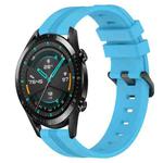 For Huawei Watch GT2 42mm 20mm Concave Striped Slicone Watch Band(Sky Blue)