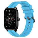 For Amazfit GTS 4 20mm Concave Striped Slicone Watch Band(Skyblue)