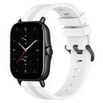 For Amazfit GTS 2E 20mm Concave Striped Slicone Watch Band(White)